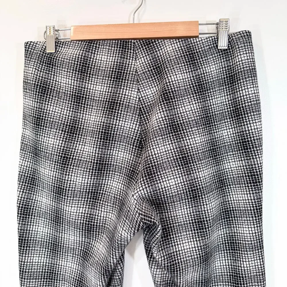 Anthropologie‎ Maeve Plaid Pull on Pants Trousers | Black White Gray | SZ M